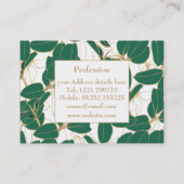 Carte De Visite Elégant Plante en caoutchouc vert or Design de feu (Dos)