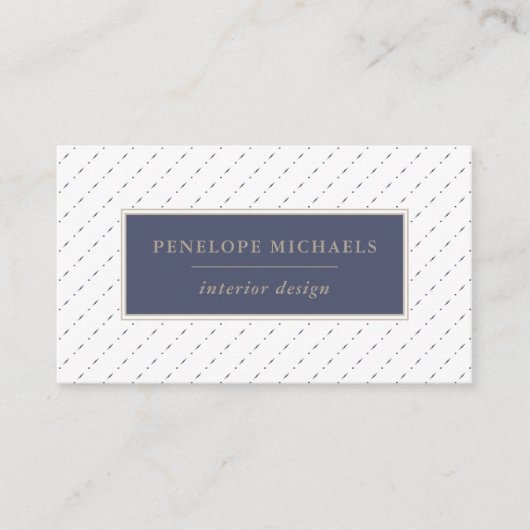 Carte De Visite Elégant point et tiret bleu et blanc (Devant)