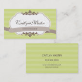 CARTE DE VISITE élégant poire vert brun (Devant / Derrière)