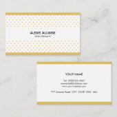 Carte De Visite Élégant Pois d'or sur blanc (Devant / Derrière)