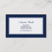 Carte De Visite Élégant Polka bleu et blanc bleu moderne rouge Rub (Dos)