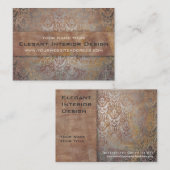 Carte De Visite Elégant Pompeii Damask Shimmer Rouge et or (Devant / Derrière)