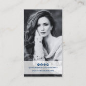 Carte De Visite Élégant portrait bleu et blanc (Dos)