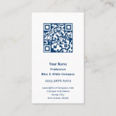 Carte De Visite Élégant portrait bleu et blanc (Devant)