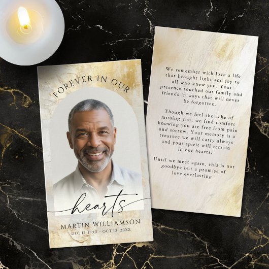 Carte De Visite Elégant Pour Toujours Dans Les Coeurs Photo Gold P