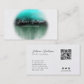 Carte De Visite Elégant Premium Pearl Blue Aquarelle Abstraite (Devant / Derrière)