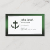Carte De Visite Élégant prêtre pasteur de l'église noire verte (Devant)