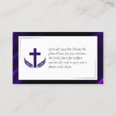 Carte De Visite Élégant prêtre pasteur de l'Église noire violette (Dos)