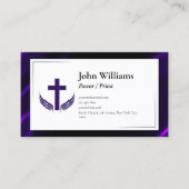 Carte De Visite Élégant prêtre pasteur de l'Église noire violette (Devant)