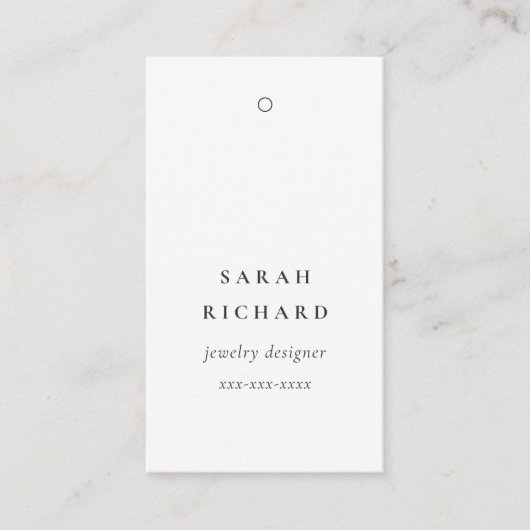 Carte De Visite Élégant Prix blanc minimum simple Nom de l'étiquet (Devant)