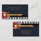 Carte De Visite Elégant professeur de musique de guitare et de clé (Devant / Derrière)