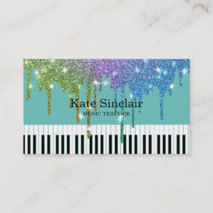 Carte De Visite Elégant professeur de musique Piano Keys Musical