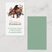 Carte De Visite Elégant professeur de piano aquarelle art (Devant / Derrière)