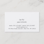 Carte De Visite Élégant professeur de Yoga moderne et de méditatio (Dos)