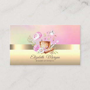 Carte De Visite Élégant Professional Cupcake Bakery Outils Fleurs