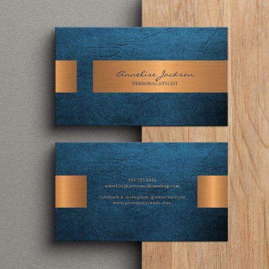 Carte De Visite Elegant professional faux gold metallic blue