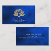 Carte De Visite Elegant Professional Glitter Lotus Royal Blue (Devant / Derrière)