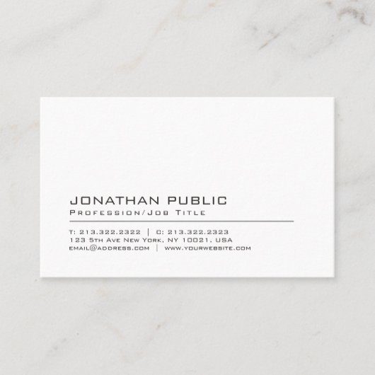 Carte De Visite Elegant Professional Modern Minimalist Template (Devant)