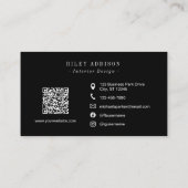 Carte De Visite Elegant Professional Monogram Minimalist Black (Dos)