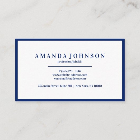 Carte De Visite Elegant Professional Royal Blue  Violet (Dos)