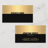 Carte De Visite Élégant professionnel Black Gold Modèle moderne (Devant / Derrière)