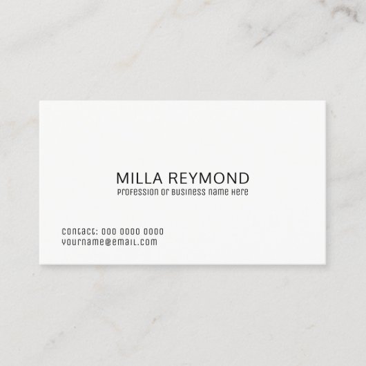 Carte De Visite élégant professionnel blanc (Devant)