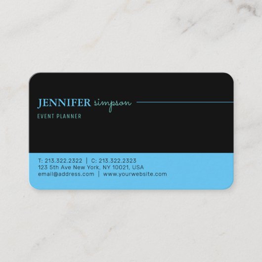 Carte De Visite Élégant professionnel bleu et noir (Devant)