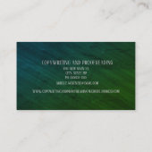 Carte De Visite Élégant professionnel Blue Green Gold Copywriting (Dos)