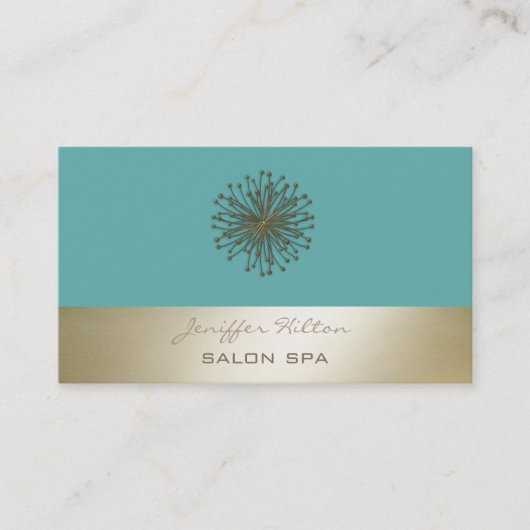 Carte De Visite Élégant professionnel chic dandelion menthe/or loo (Devant)