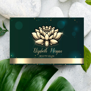 Carte De Visite Élégant professionnel chic Lotus Green