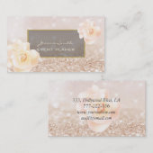 Carte De Visite Élégant professionnel chic luxe glitterie rose (Devant / Derrière)