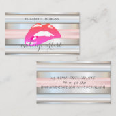 Carte De Visite Élégant professionnel chic rayé, lèvres (Devant / Derrière)