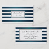 Carte De Visite Élégant professionnel chic rayures métalliques (Devant / Derrière)
