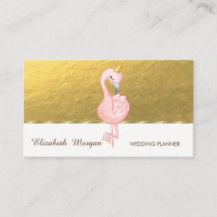 Carte De Visite Élégant Professionnel,Couronne Faux Flamant Rose D