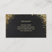 Carte De Visite Élégant professionnel cuir noir / Séquin or (Dos)