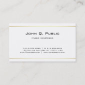 Carte De Visite Élégant professionnel de compositeur de musique de (Dos)