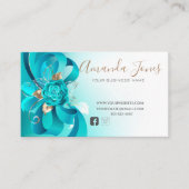 Carte De Visite Élégant professionnel de l'or turquoise turquoise  (Devant)