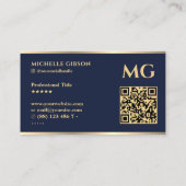 Carte De Visite Élégant professionnel de marketing bleu marine fon (Dos)