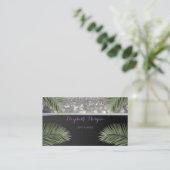 Carte De Visite Élégant professionnel élégant chic, Feuilles de pa (Debout devant)