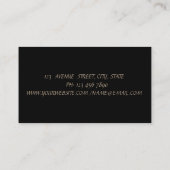 Carte De Visite Élégant professionnel élégant, Noir, Cadre (Dos)