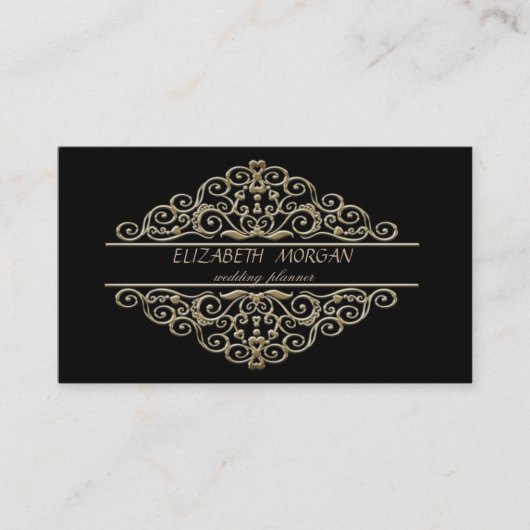 Carte De Visite Élégant professionnel élégant, Noir, Cadre (Devant)