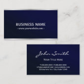 Carte De Visite Élégant professionnel en métal bleu marine (Devant / Derrière)