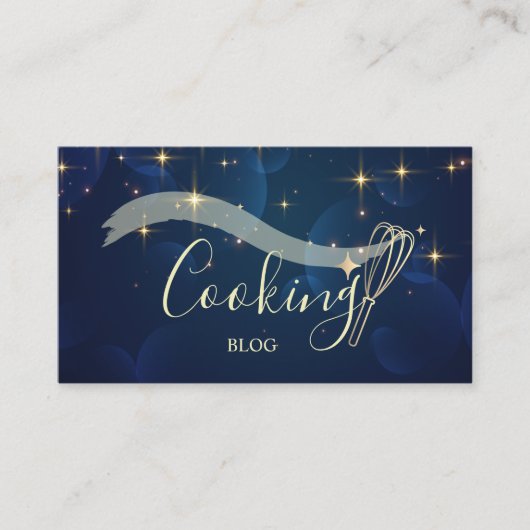 Carte De Visite Élégant professionnel, Etoiles d'or, Whisk, Cuisin (Devant)