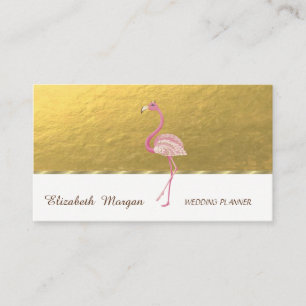 Carte De Visite Élégant professionnel, Faux Gold, Flamant rose ros