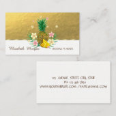 Carte De Visite Élégant Professionnel, Faux Gold, Fleurs d'ananas (Devant / Derrière)