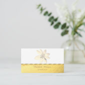 Carte De Visite Élégant professionnel, Faux Gold, White Daisy (Debout devant)
