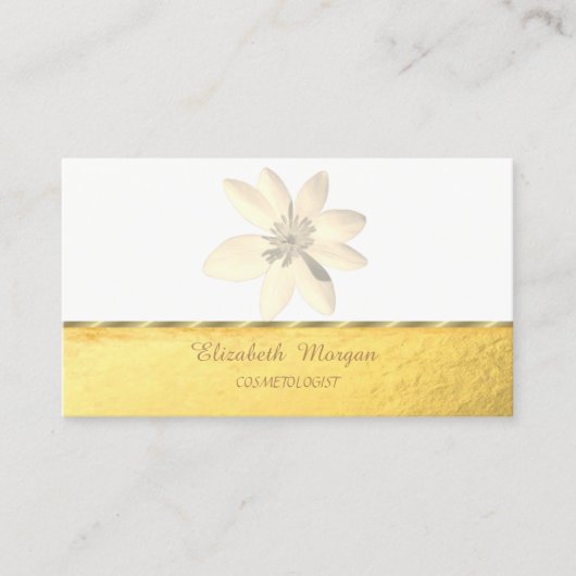 Carte De Visite Élégant professionnel, Faux Gold, White Daisy (Devant)