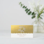 Carte De Visite Élégant professionnel, Faux Gold, White Daisy (Debout devant)