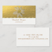 Carte De Visite Élégant professionnel, Faux Gold, White Daisy (Devant / Derrière)