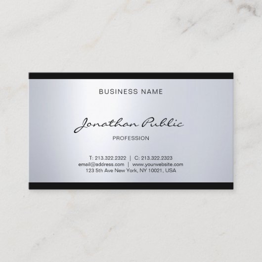 Carte De Visite Élégant professionnel Glam Script à main look arge (Devant)